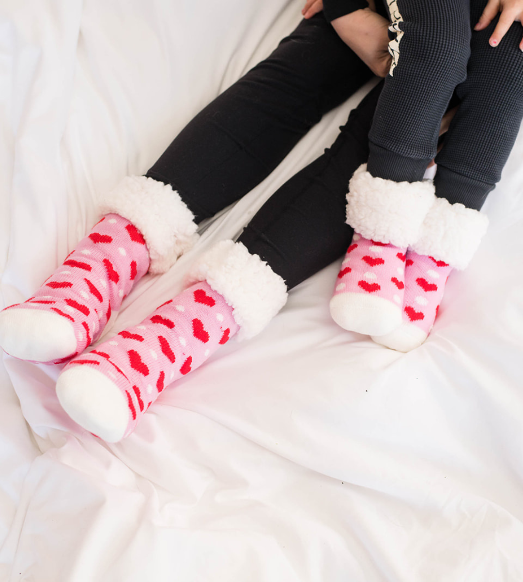 Heart Candy Pink - Recycled Slipper Socks