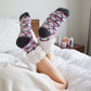 Pudus Cozy Winter Slipper Socks for Women and Men with Non-Slip Grippers and Faux Fur Sherpa Fleece -  Adult Regular Fuzzy Socks Be My Valentine - Classic Slipper Sock