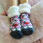 Pudus Cozy Winter Slipper Socks for Women and Men with Non-Slip Grippers and Faux Fur Sherpa Fleece -  Adult Regular Fuzzy Socks Be My Valentine - Classic Slipper Sock