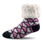 Pudus Cozy Winter Slipper Socks for Women and Men with Non-Slip Grippers and Faux Fur Sherpa Fleece -  Adult Regular Fuzzy Socks Be My Valentine - Classic Slipper Sock