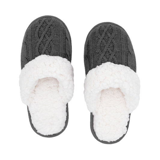Slides | Cable Knit Grey