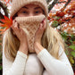 Sand Chenille Cable Knit Snood Scarf - Adult Winter Neck Warmer, Neck Gaiter