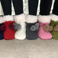 Pudus Winter Cable Knit Slipper Socks for Women and Men with Non-Slip Grippers and Faux Fur Sherpa Fleece Lining - Adult Regular Fuzzy Socks Cable Knit Green - Classic Slipper Sock