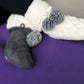 Pudus Winter Cable Knit Slipper Socks for Women and Men with Non-Slip Grippers and Faux Fur Sherpa Fleece Lining - Adult Regular Fuzzy Socks Cable Knit Grey - Classic Slipper Sock