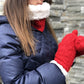 Pudus Cable Knit Winter Infinity Scarf, Fleece-Lined Neck Warmer Circle Snood Cable Knit Red - Snood