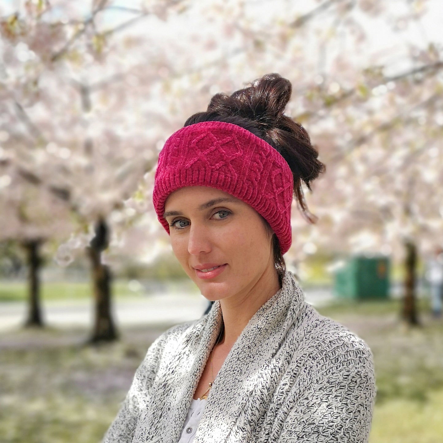 Chenille Knit Headband | Raspberry