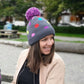 Polka Dot Multi Pom Pom Beanie Hat - Warm Winter Hat for Men & Women with Furry Sherpa Fleece Lining
