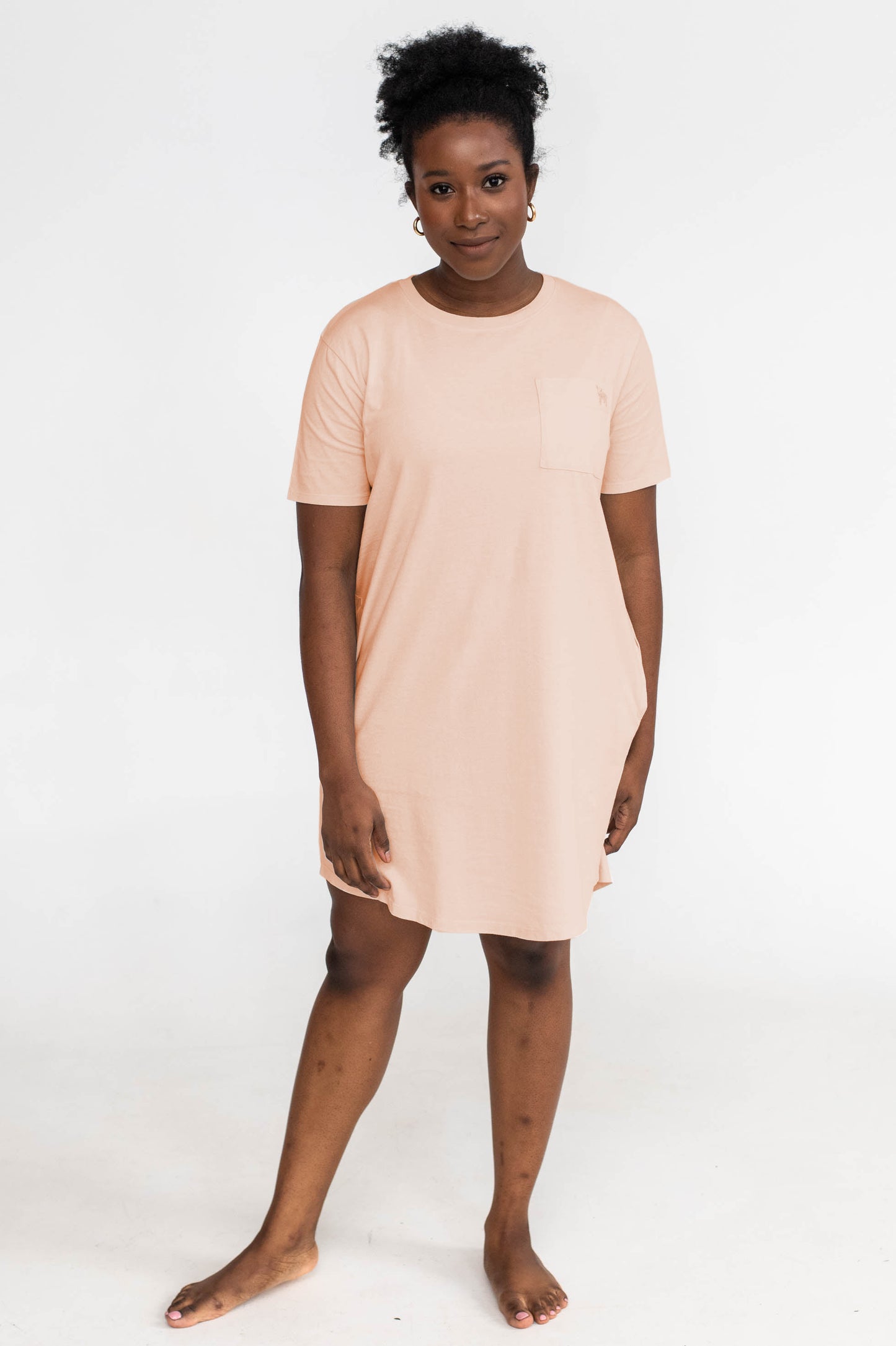 Kayla Easy T-Shirt Dress | Apricot