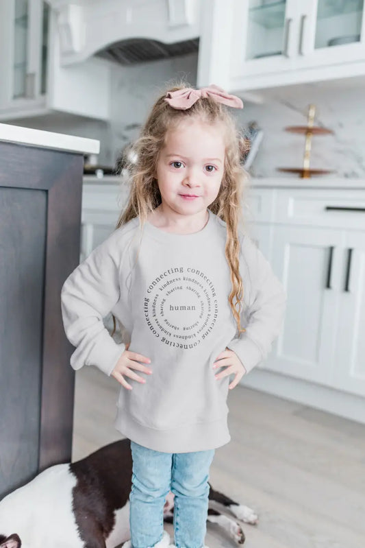 Kids | Mila Crew Neck Sweatshirt | Human | Pebble Grey