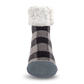 Pudus Cozy Winter Slipper Socks for Women and Men with Non-Slip Grippers and Faux Fur Sherpa Fleece - Adult Regular Fuzzy Socks Regular and Large Lumberjack Grey - Classic Slipper Sock