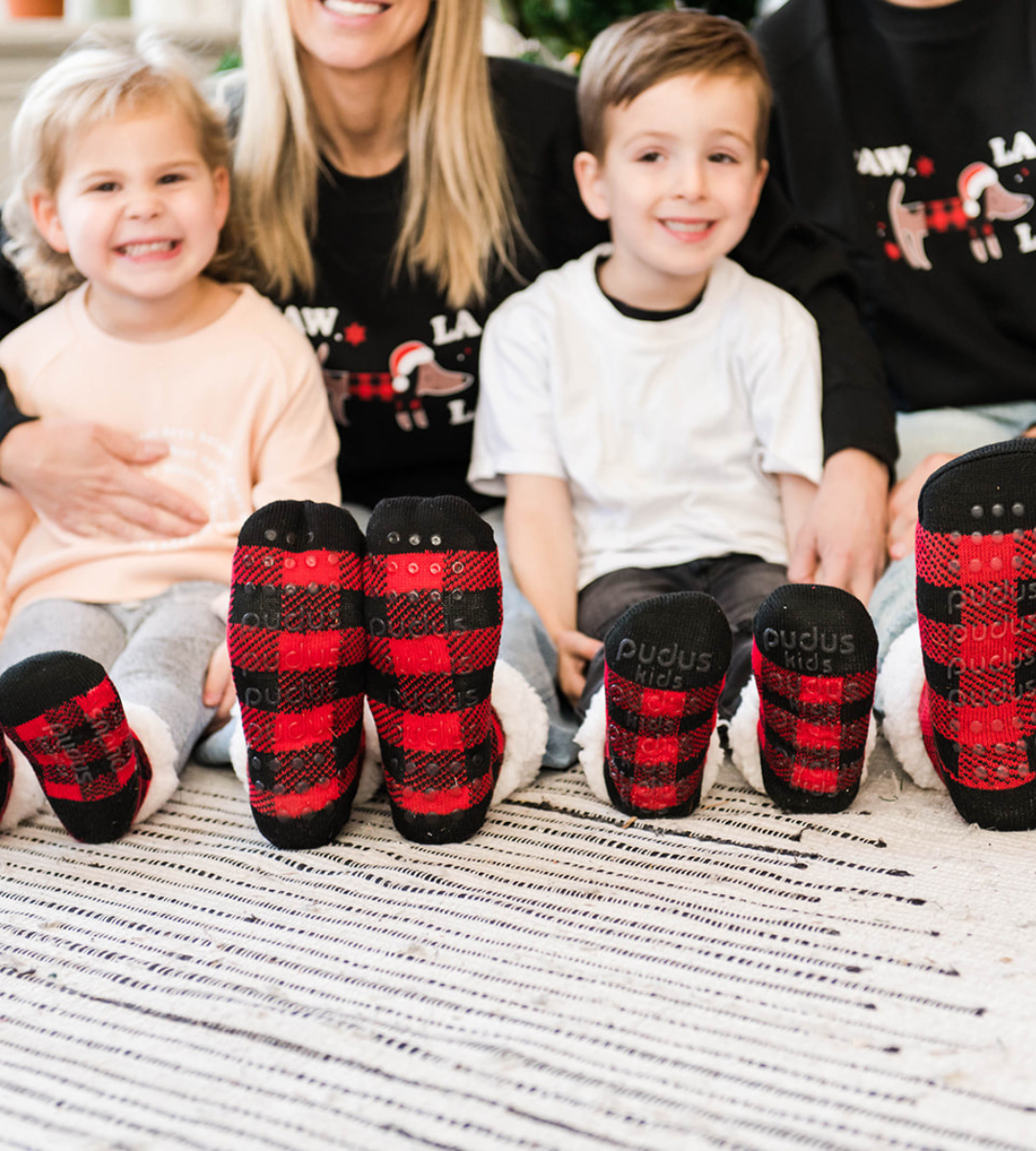 Lumberjack Red - Recycled Slipper Socks