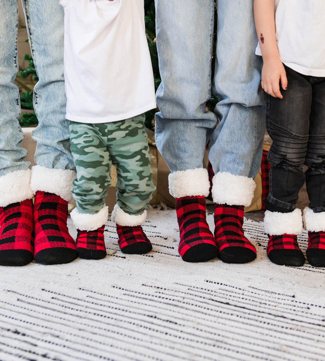 Lumberjack Red - Recycled Slipper Socks