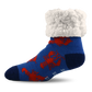 Pudus Cozy Winter Slipper Socks for Women and Men with Non-Slip Grippers and Faux Fur Sherpa Fleece - Adult Regular Fuzzy Socks Lobster Blue - Classic Slipper Socks