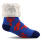 Pudus Cozy Winter Slipper Socks for Women and Men with Non-Slip Grippers and Faux Fur Sherpa Fleece - Adult Regular Fuzzy Socks Lobster Blue - Classic Slipper Socks