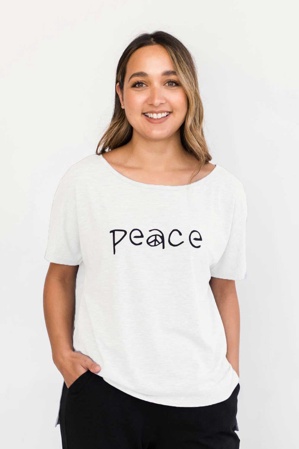 Lola Ballerina Neck Tee with Side Slits | Ivory