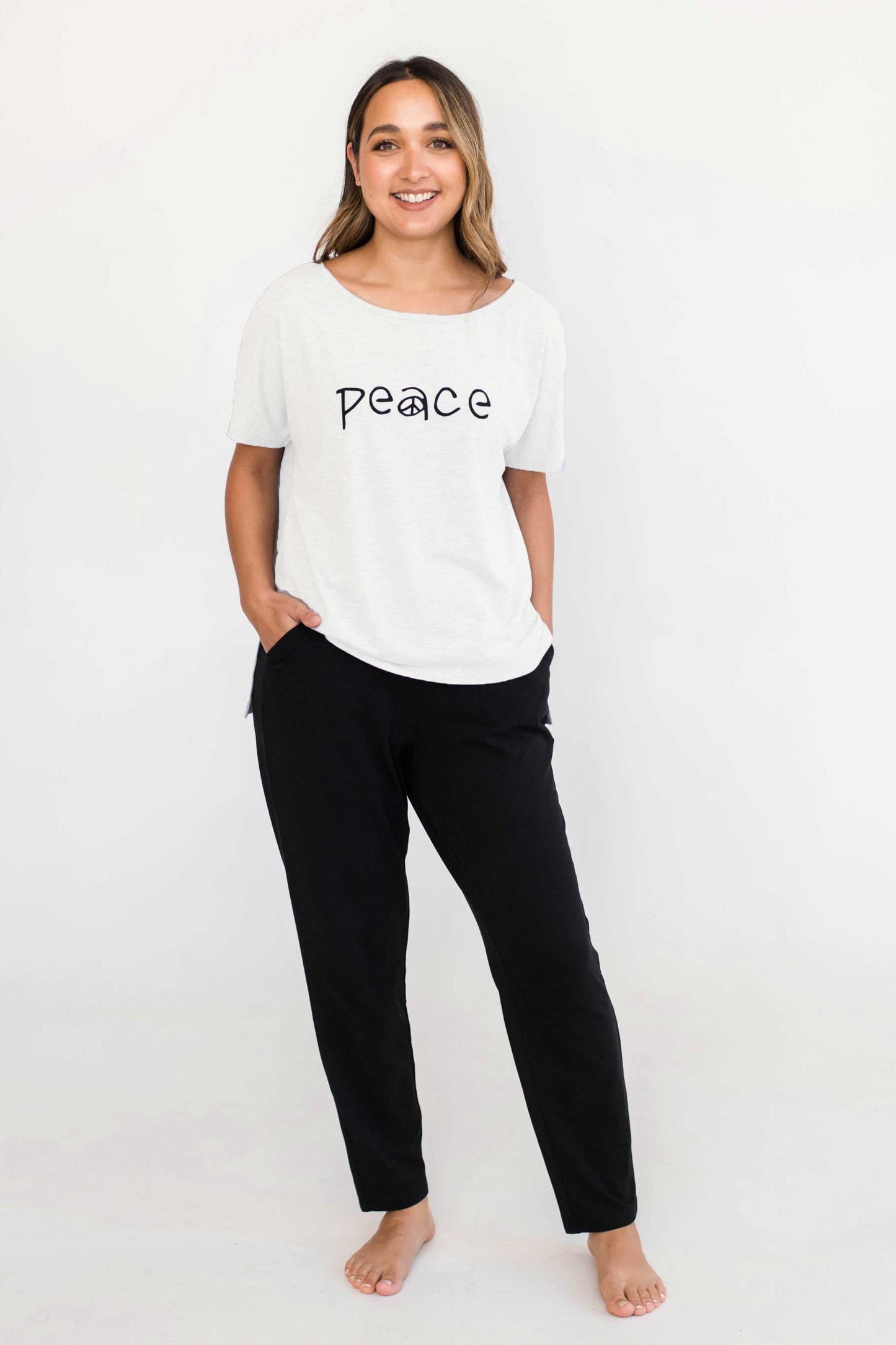 Lola Ballerina Neck Tee with Side Slits | Ivory