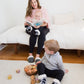 Pudus Cozy Winter Slipper Socks for Toddlers with Non-Slip Grippers and Faux Fur Sherpa Fleece - Baby Boy and Girl Fuzzy Socks (Ages 1-3) Lumberjack White - Toddler Slipper Sock