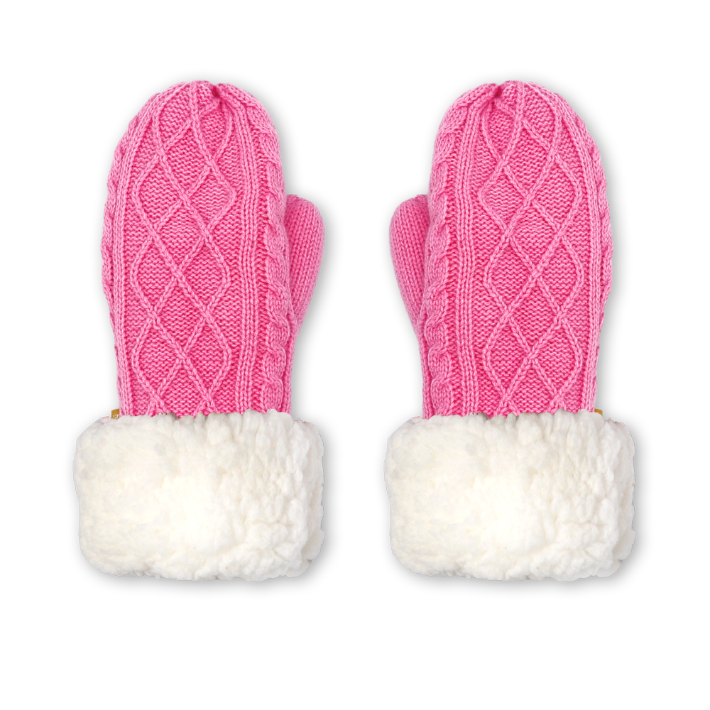 Winter Mittens | Cable Knit Pink