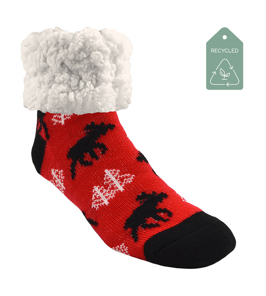 Moose Red - Recycled Slipper Socks