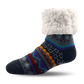 Pudus Cozy Winter Slipper Socks for Women and Men with Non-Slip Grippers and Faux Fur Sherpa Fleece - Adult Regular Fuzzy Socks Nordic Grey - Classic Slipper Sock