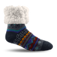 Pudus Cozy Winter Slipper Socks for Women and Men with Non-Slip Grippers and Faux Fur Sherpa Fleece - Adult Regular Fuzzy Socks Nordic Grey - Classic Slipper Sock