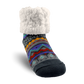 Pudus Cozy Winter Slipper Socks for Women and Men with Non-Slip Grippers and Faux Fur Sherpa Fleece - Adult Regular Fuzzy Socks Nordic Grey - Classic Slipper Sock