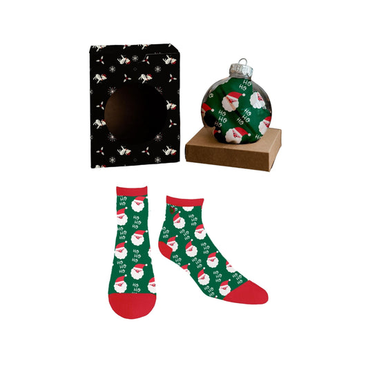 Santa Ornament | Holiday Ornaments | Quarter Crew Bamboo Socks