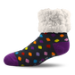 Pudus Cozy Winter Slipper Socks for Women and Men with Non-Slip Grippers and Faux Fur Sherpa Fleece - Adult Regular Fuzzy Socks Polka Dot Multi - Classic Slipper Sock