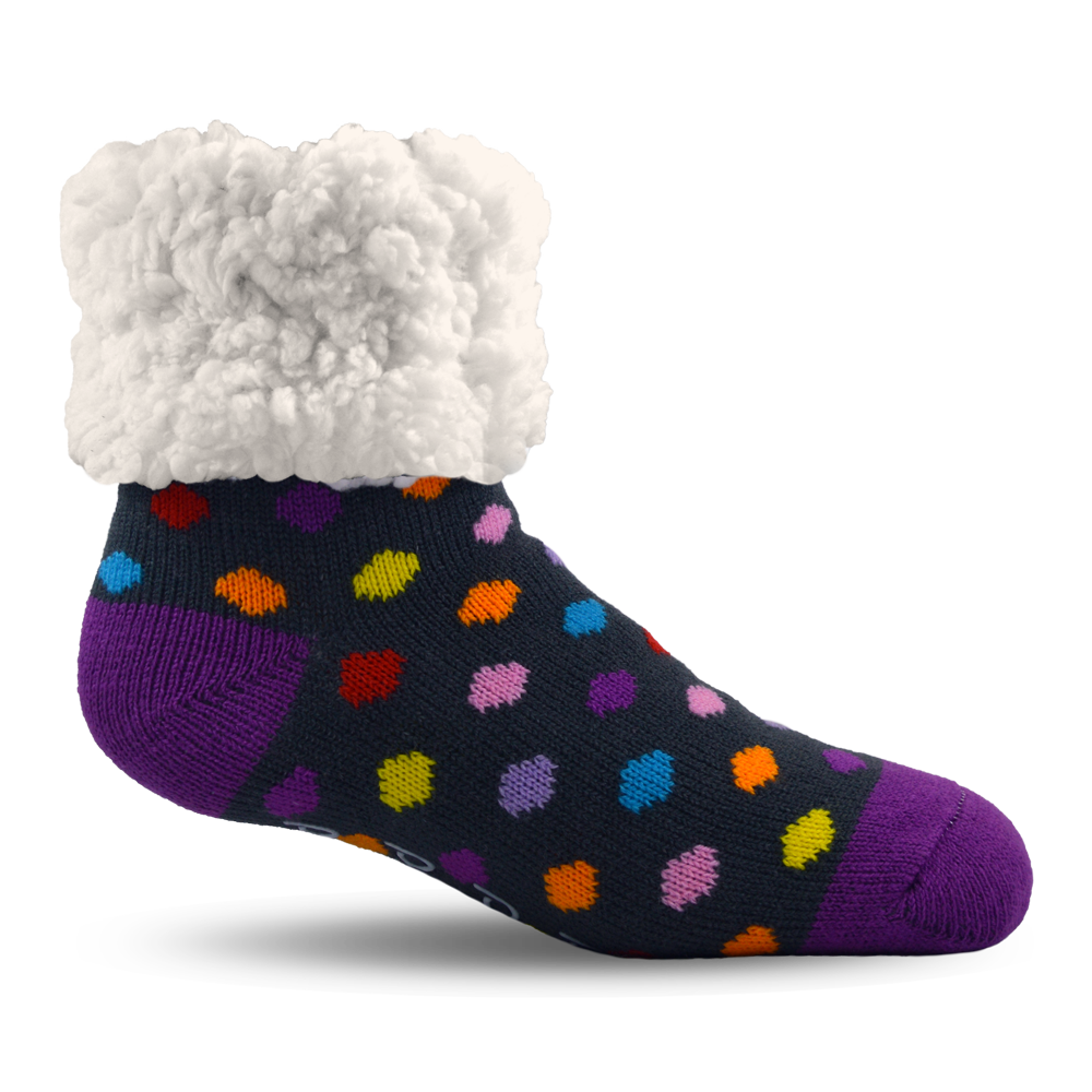 Kids Classic Slipper Socks  Polka Dot Multi – Pudus™ Lifestyle Co.