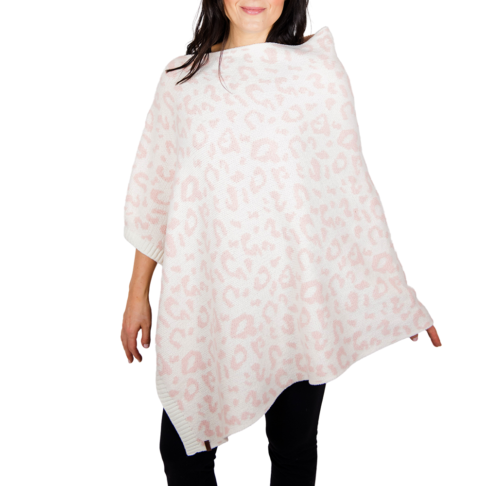 Faux Cashmere Poncho | Cheetah Pink Dogwood