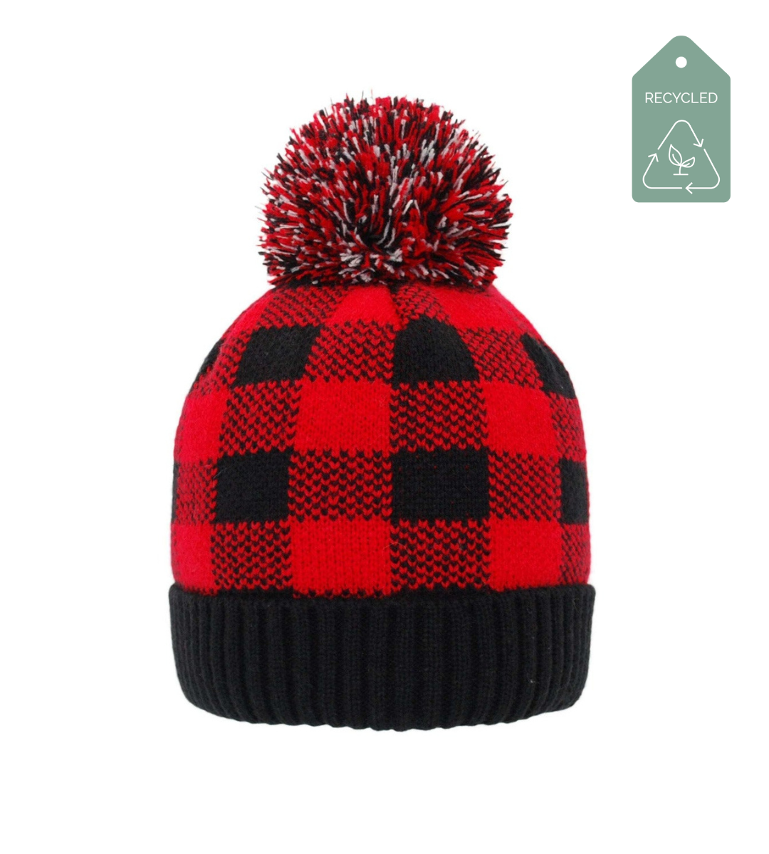 Recycled Pom Pom Hat - Lumberjack Red