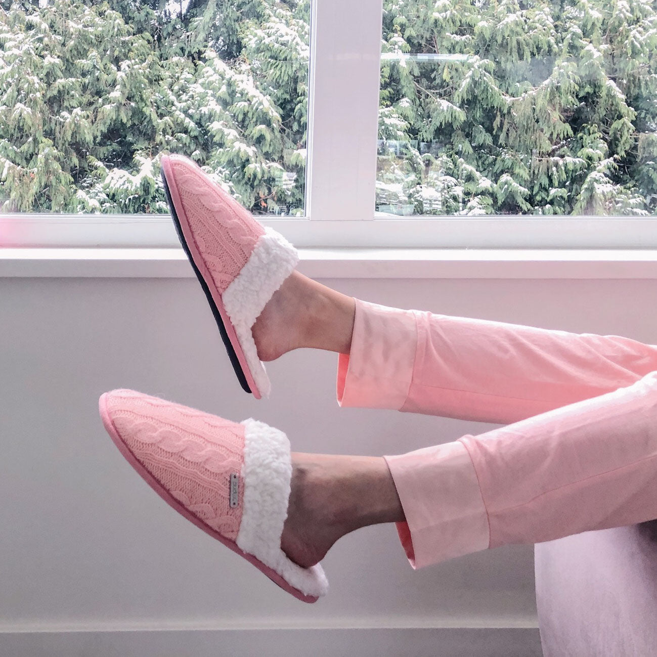 Creekside Slide Slippers | Cable Knit Blush