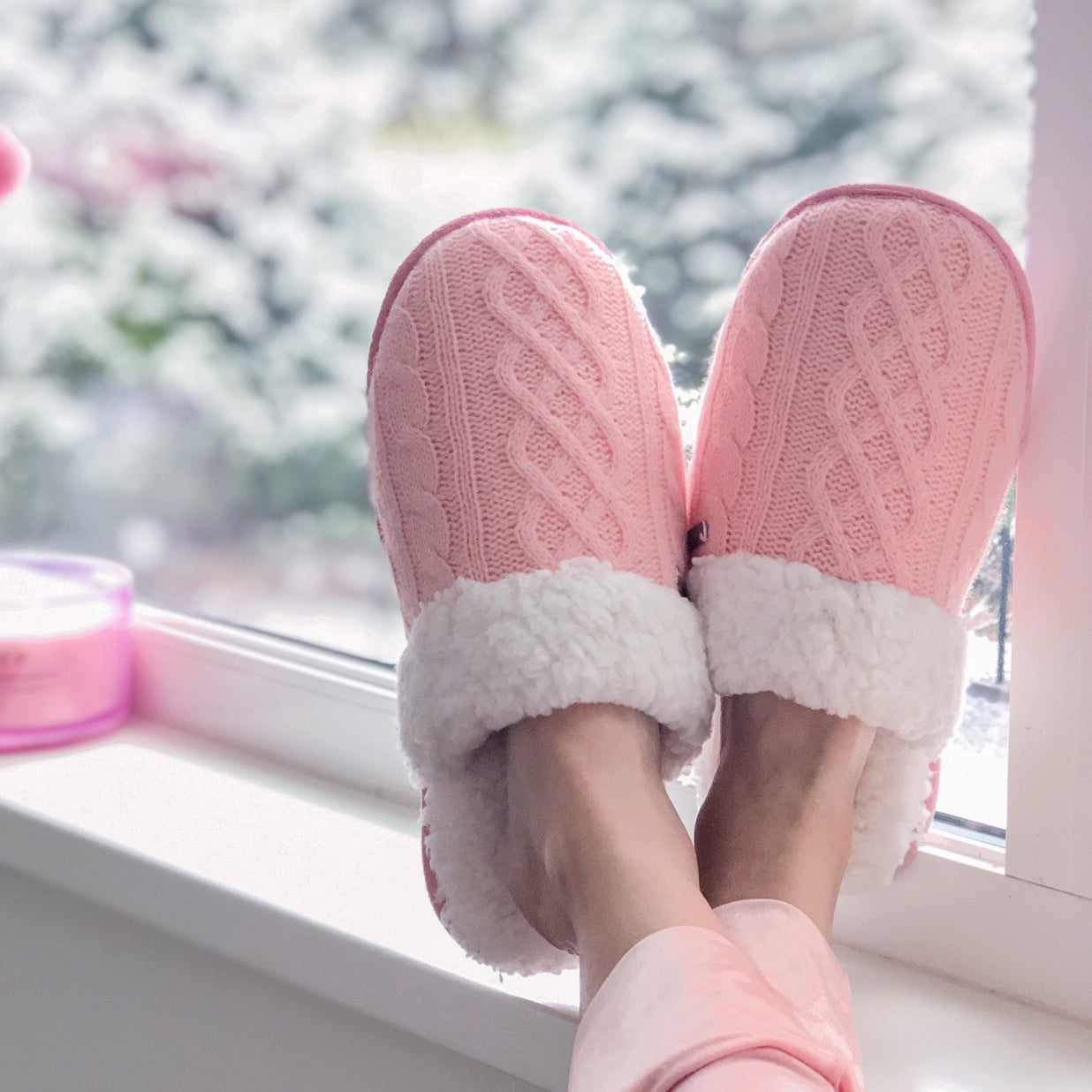 Creekside Slide Slippers | Cable Knit Blush