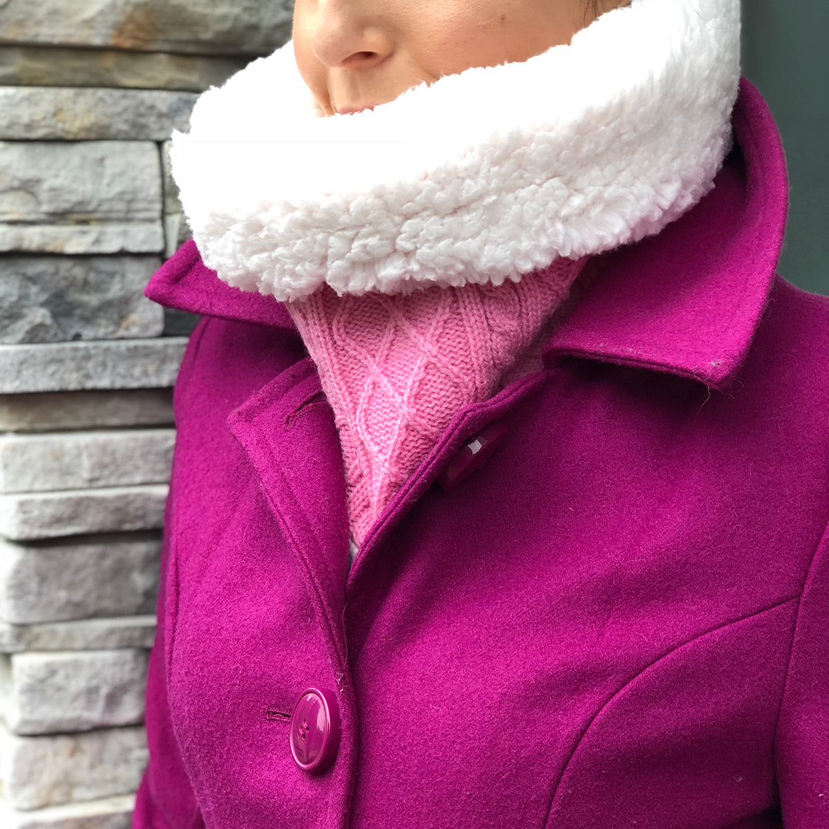 Cable Knit Snood Neck Warmer | Pink