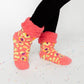 Bright Classic Slipper Socks | Coral Leopard