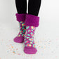 Bright Classic Slipper Socks | Purple Leopard