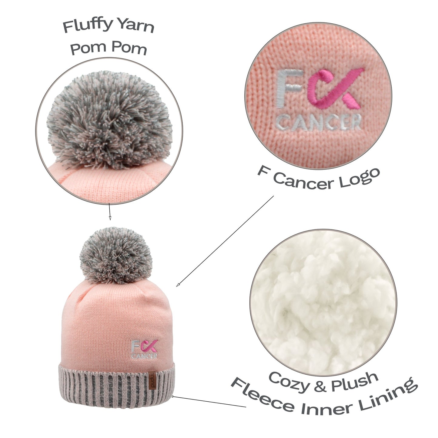 F Cancer x Pudus Beanie Hat | Pink