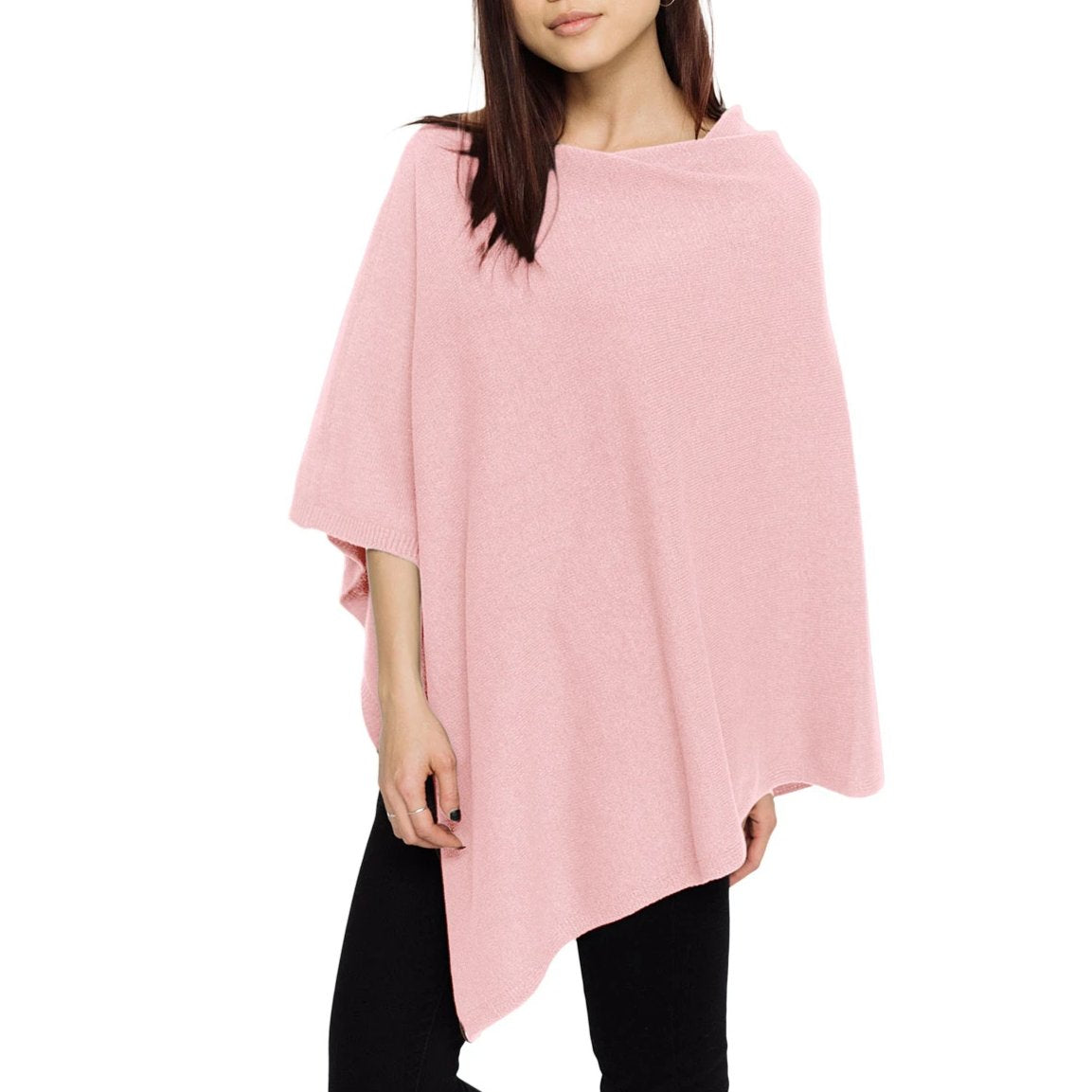 Faux Cashmere Poncho | Blush
