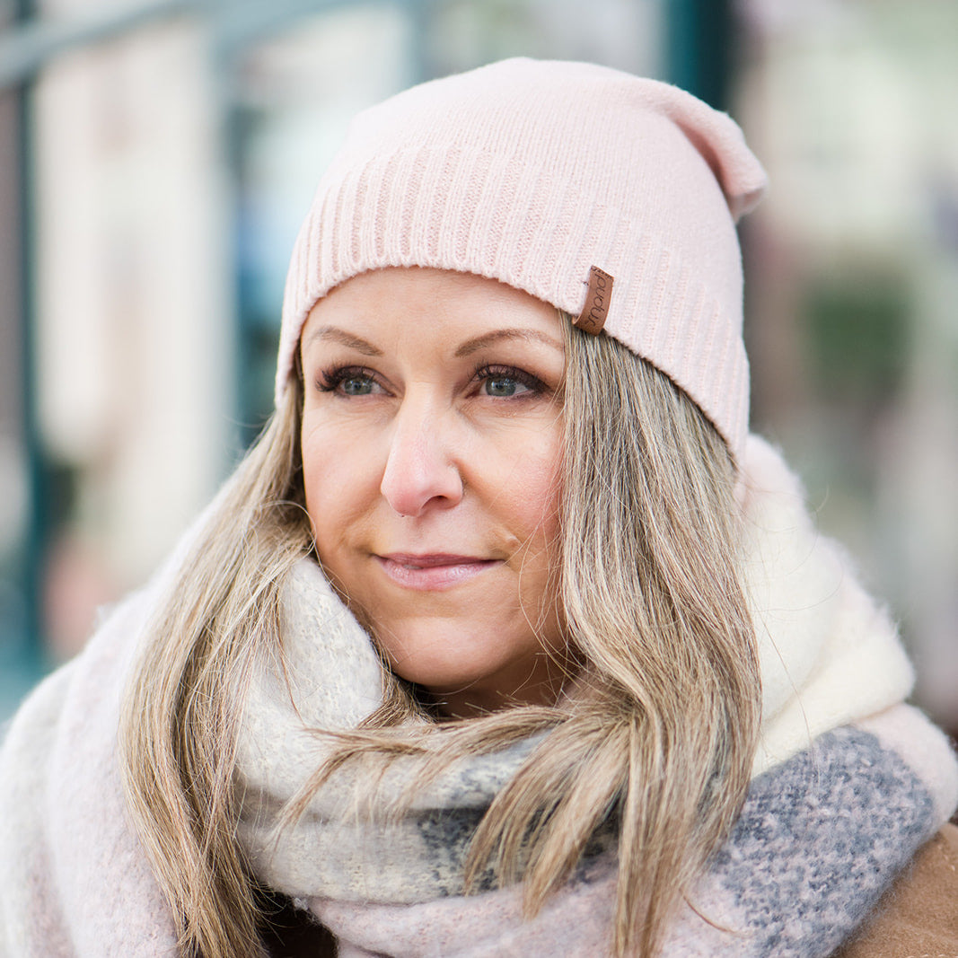 Faux Cashmere Beanie Hat | Blush