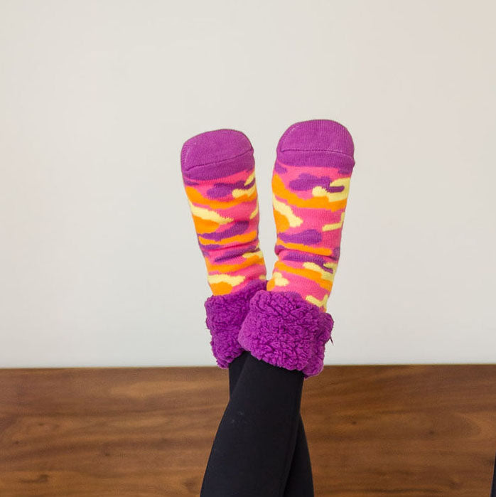 Bright Classic Slipper Socks  Camo Purple – Pudus™ Lifestyle Co.