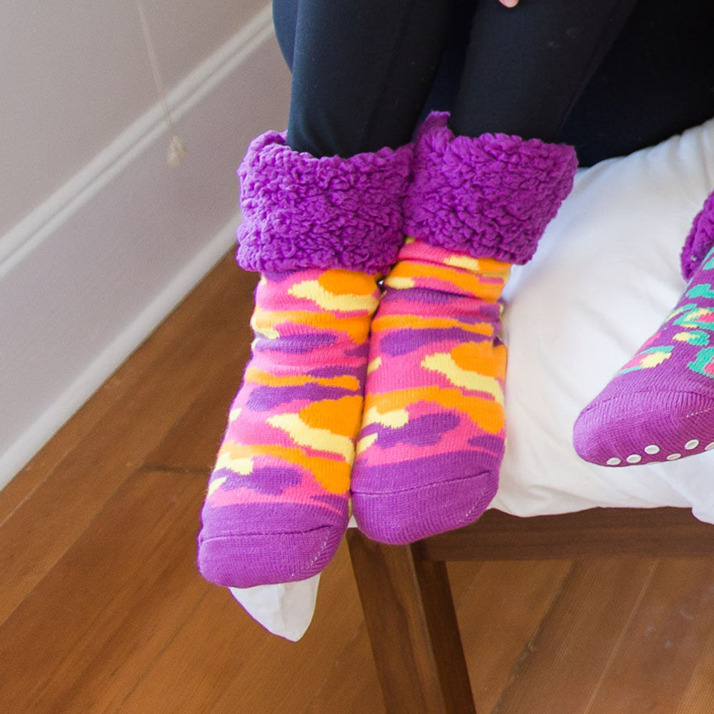 Bright Classic Slipper Socks  Camo Purple – Pudus™ Lifestyle Co.