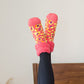Bright Classic Slipper Socks | Coral Leopard