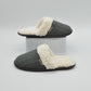 Pudus Cozy & Fluffy House Slippers for Women, Memory Foam Slipper Slides with Plush Faux Fur Fleece Lining Creekside Slide Cable Knit Grey