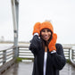 Winter Mittens in Peach Caramel Chenille Cable Knit - Adult Warm Gloves