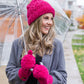 Pudus Chenille Cable Knit Winter Mittens for Women, Fleece-Lined Warm Gloves Cable Knit Raspberry Chenille - Mittens Adult