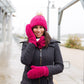 Pudus Chenille Cable Knit Winter Mittens for Women, Fleece-Lined Warm Gloves Cable Knit Raspberry Chenille - Mittens Adult