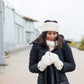 Pudus Winter Headbands for Women - Chenille Cable Knit Ear Warmer Headwrap Headband with Warm Faux Fur Fleece Lining Cable Knit White Chenille - Headband Adult