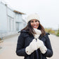 Pudus Winter Headbands for Women - Chenille Cable Knit Ear Warmer Headwrap Headband with Warm Faux Fur Fleece Lining Cable Knit White Chenille - Headband Adult