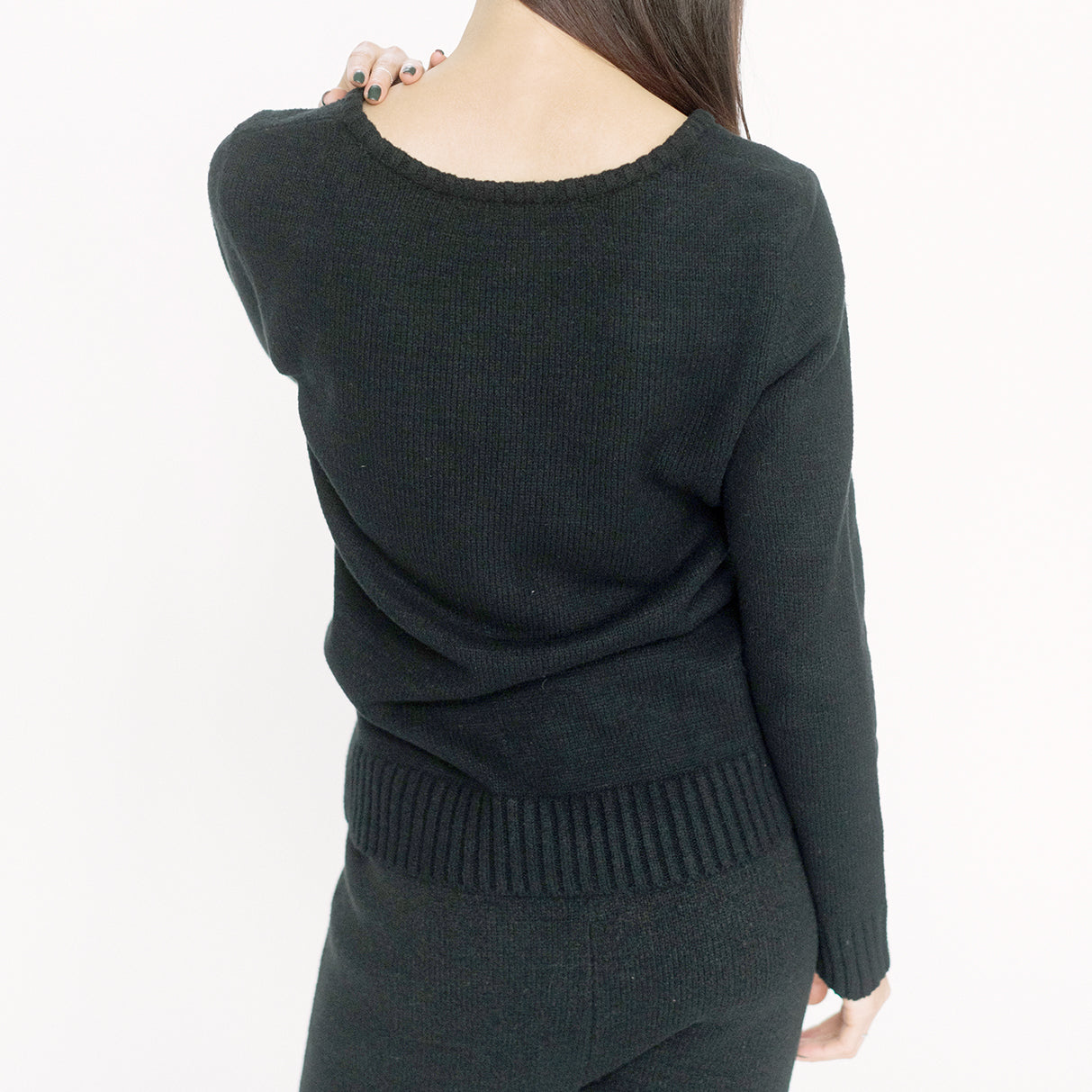 Faux Cashmere Cesani Sweater | Black