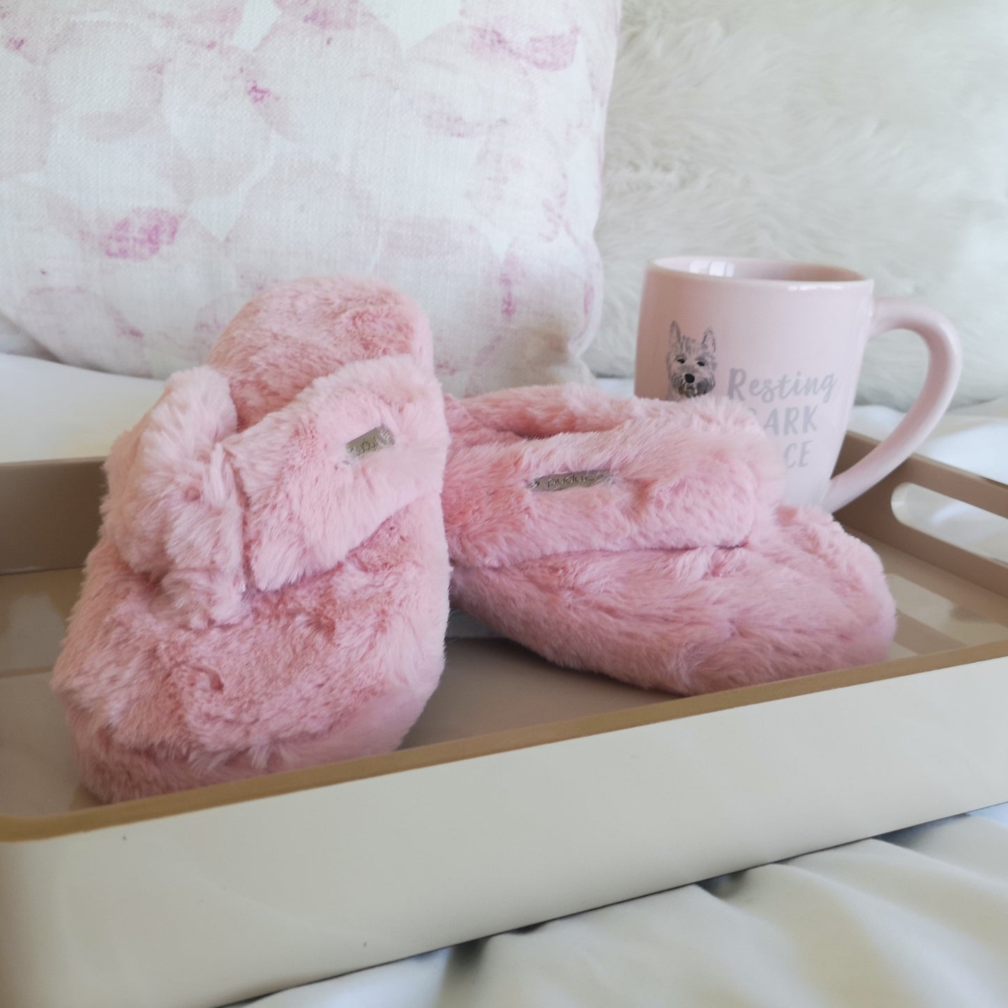 Blush Pink Cottontail Flip Flop Slippers - Memory Foam Slippers for Women with Soft  Faux Fur Lining 